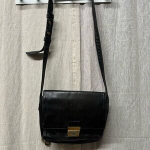 Vintage Black Leather Crossbody Bag